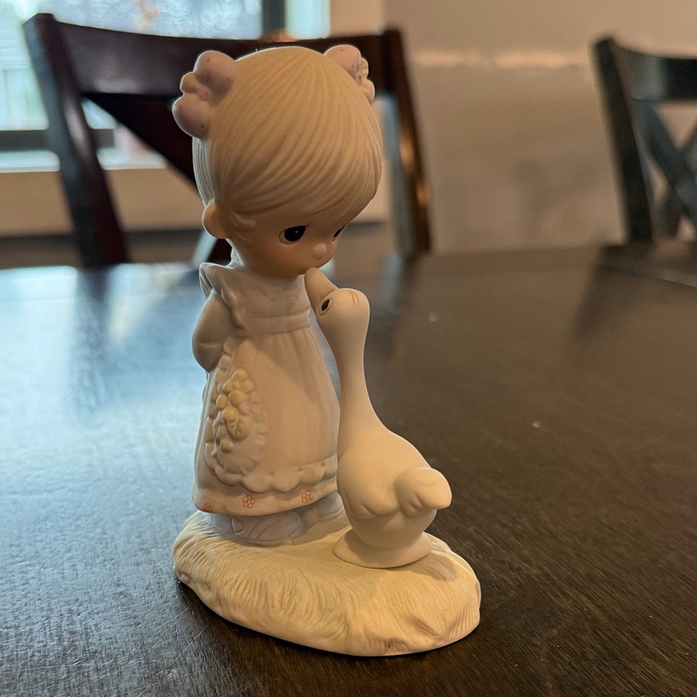 Precious Moments Figurine with Blonde Hair and White Dress